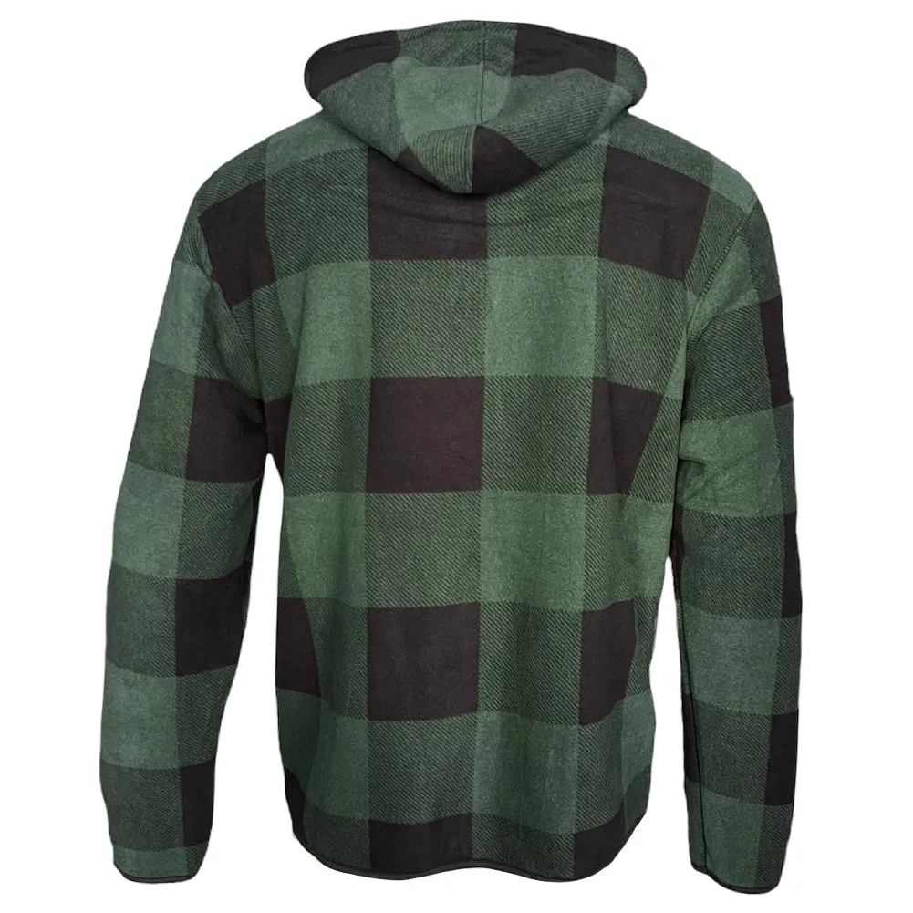 Men's Flannel Hoodie Sherpa Fleece Lined Plaid Zip Up Lightweight Jacket Casual