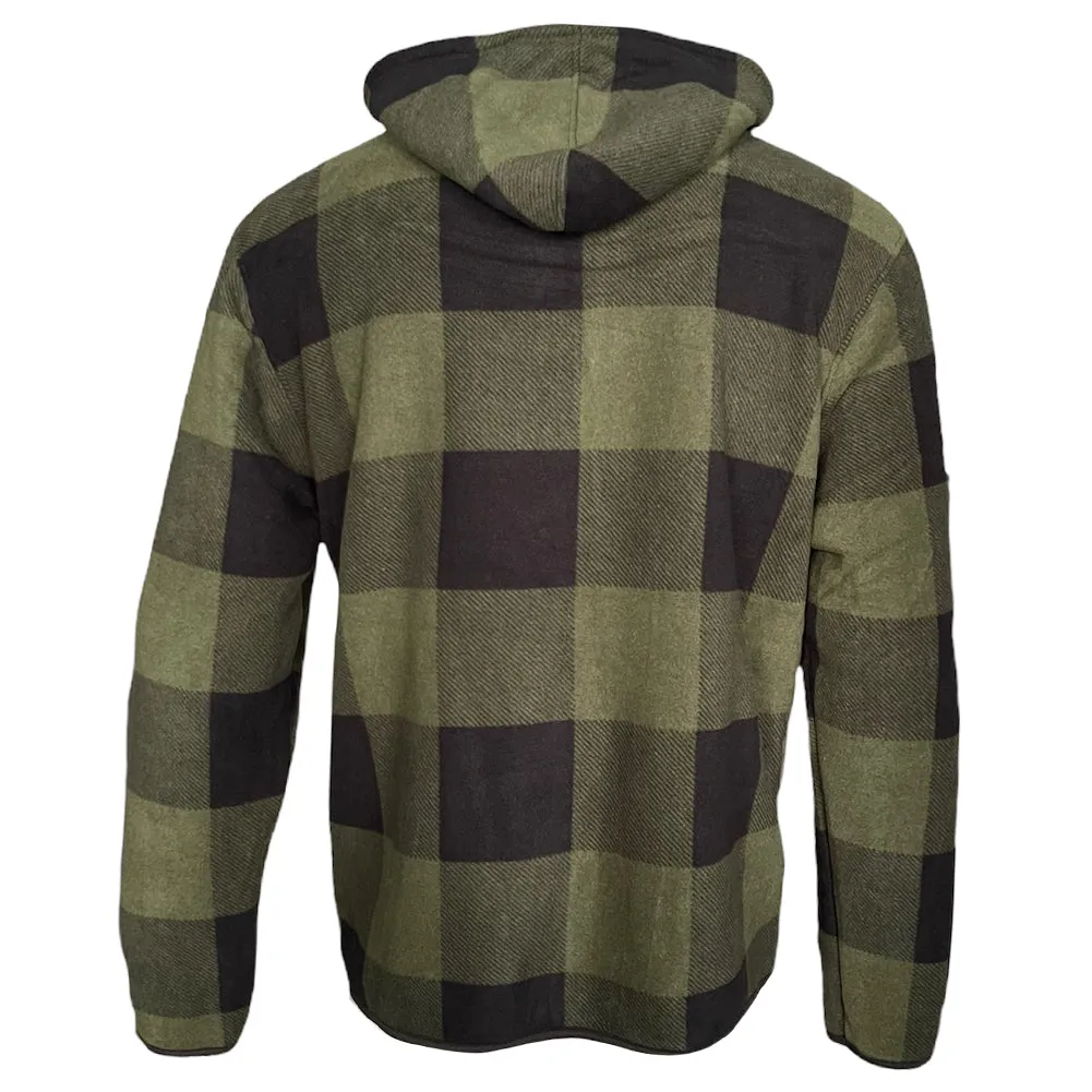 Men's Flannel Hoodie Sherpa Fleece Lined Plaid Zip Up Lightweight Jacket Casual