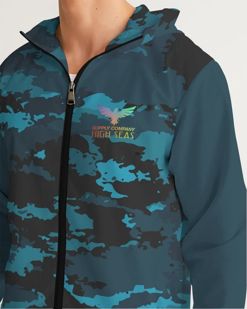 Men's High Seas Coast Camo Water Resistant Lightweight Hooded Windbreaker