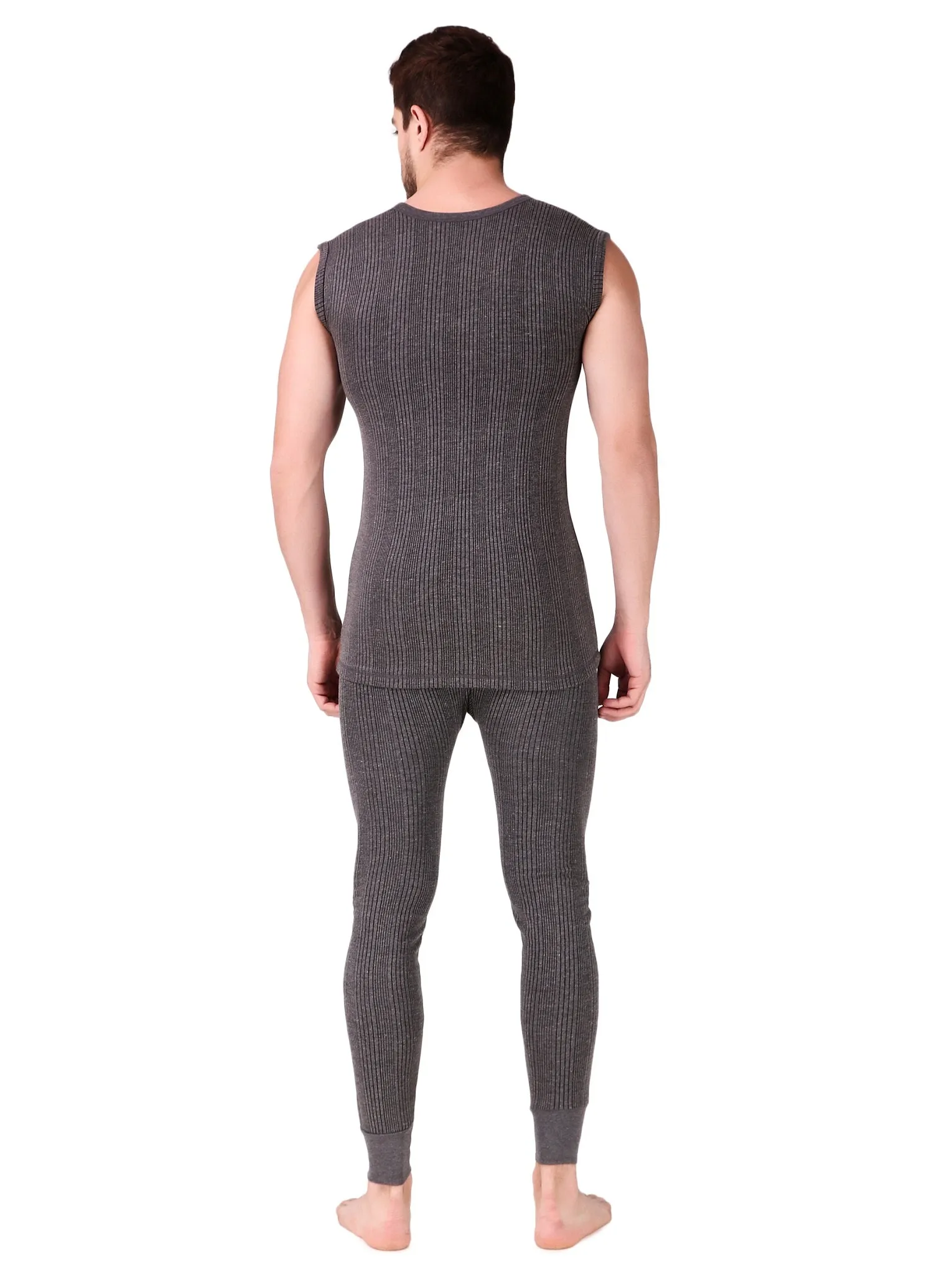 MEN'S SLEEVELESS COTTON THERMAL SET ( ROUND NECK VEST AND TROUSER)