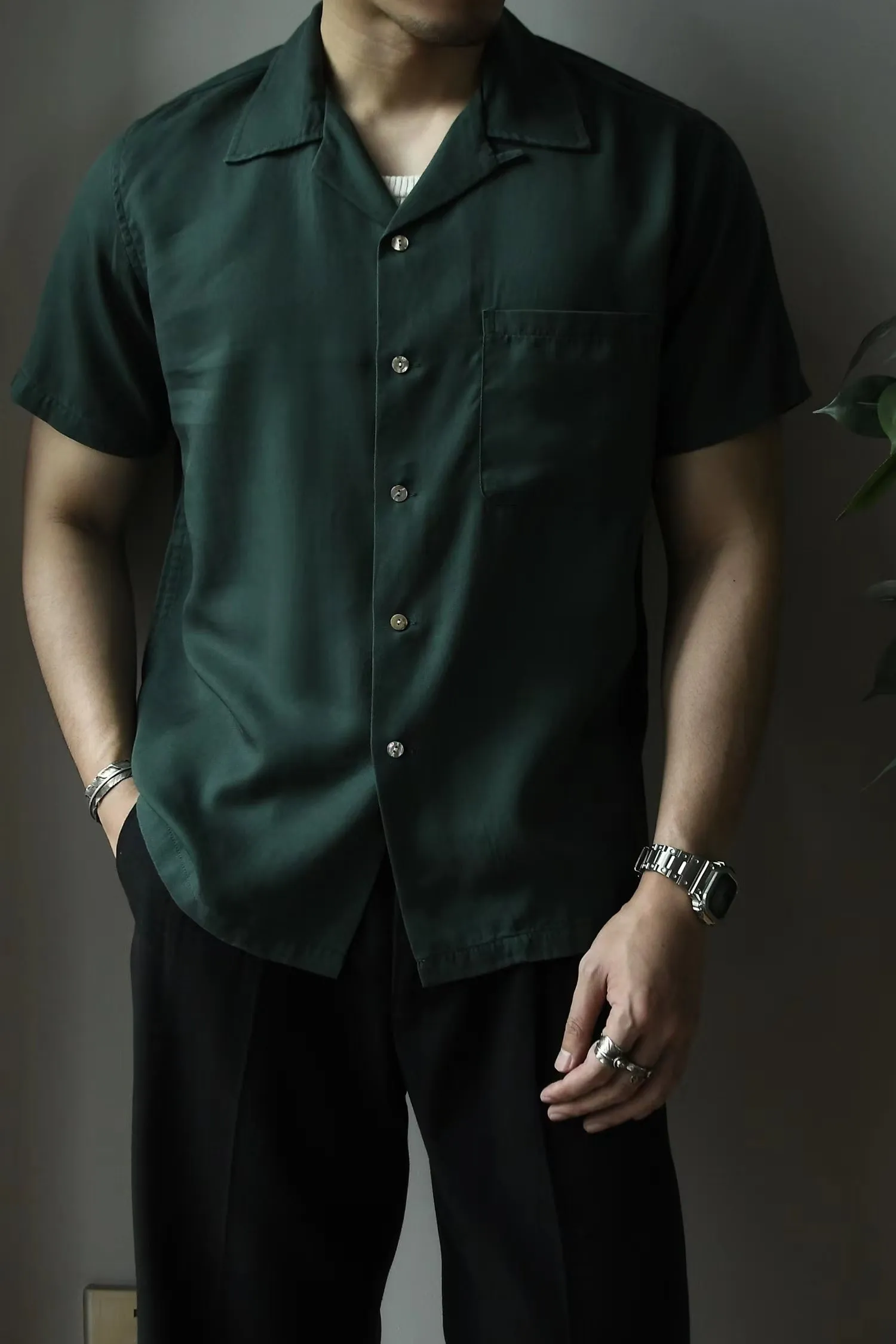 Men's Tencel Camp Collar Shirt Short Sleeves