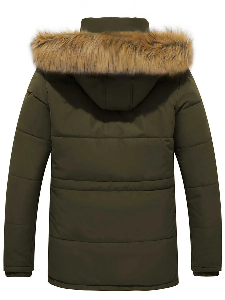 Men's Winter Coat Warm Parka Jacket with Faux Fur Removable Hood