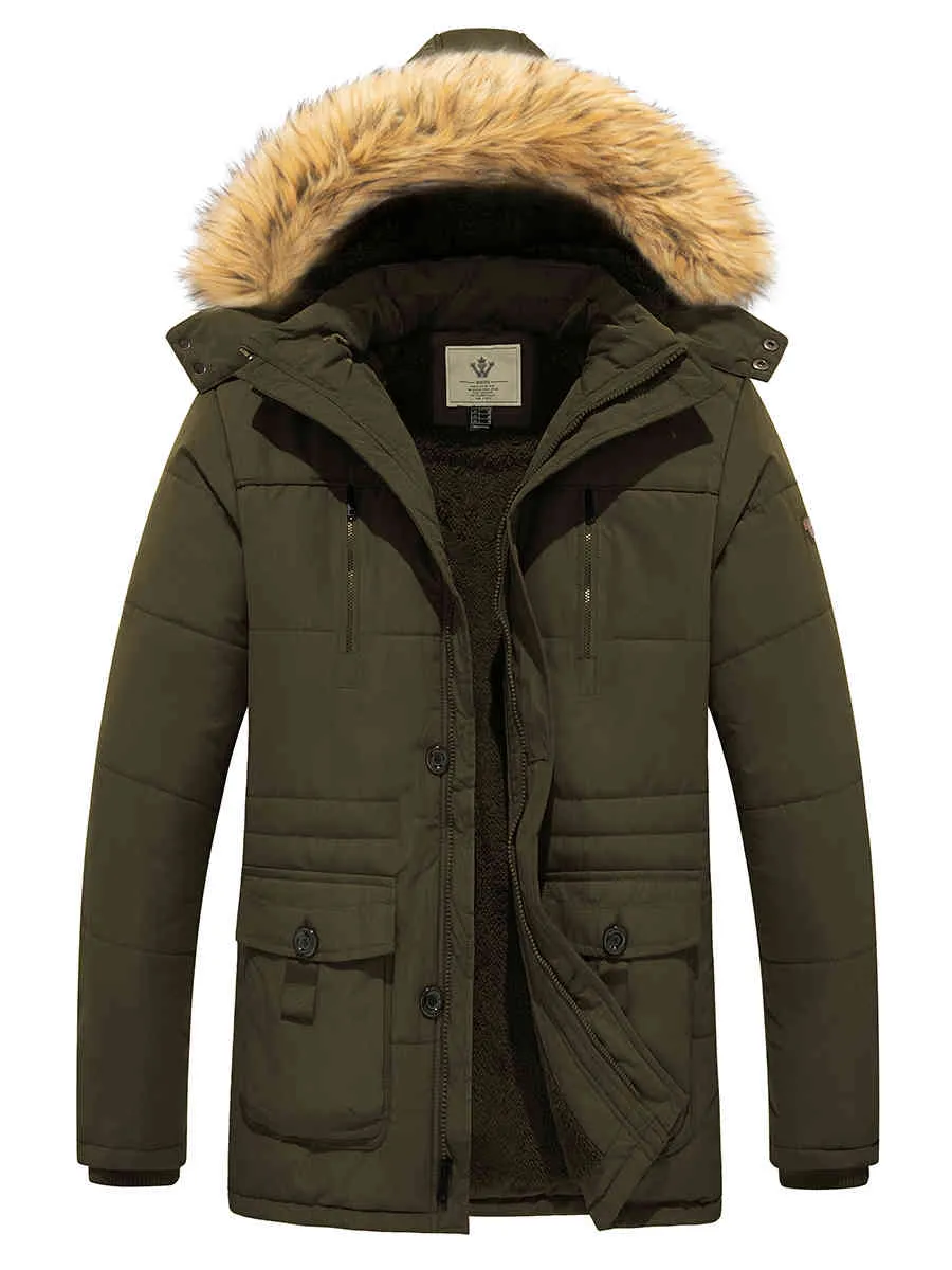 Men's Winter Coat Warm Parka Jacket with Faux Fur Removable Hood