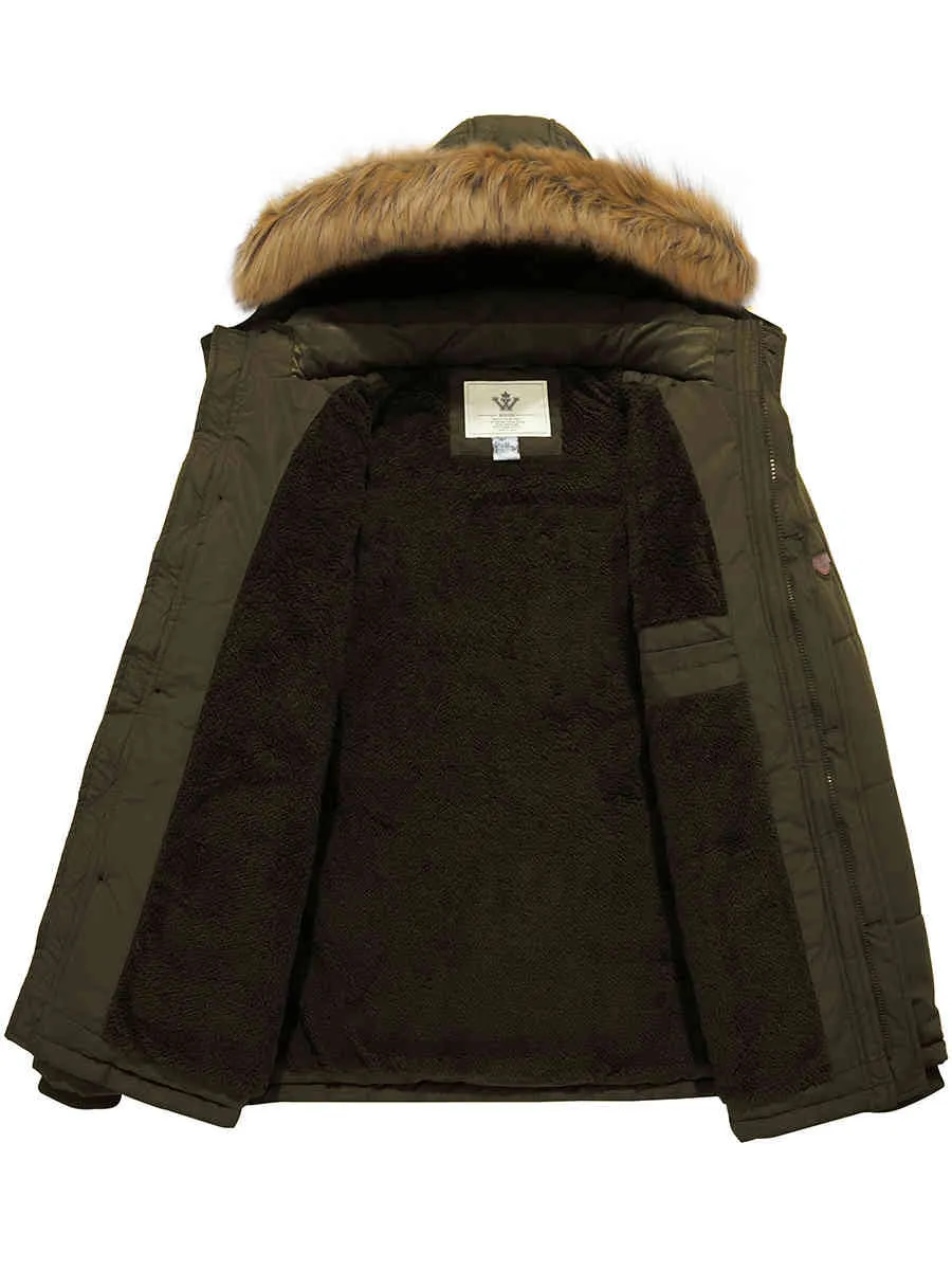 Men's Winter Coat Warm Parka Jacket with Faux Fur Removable Hood