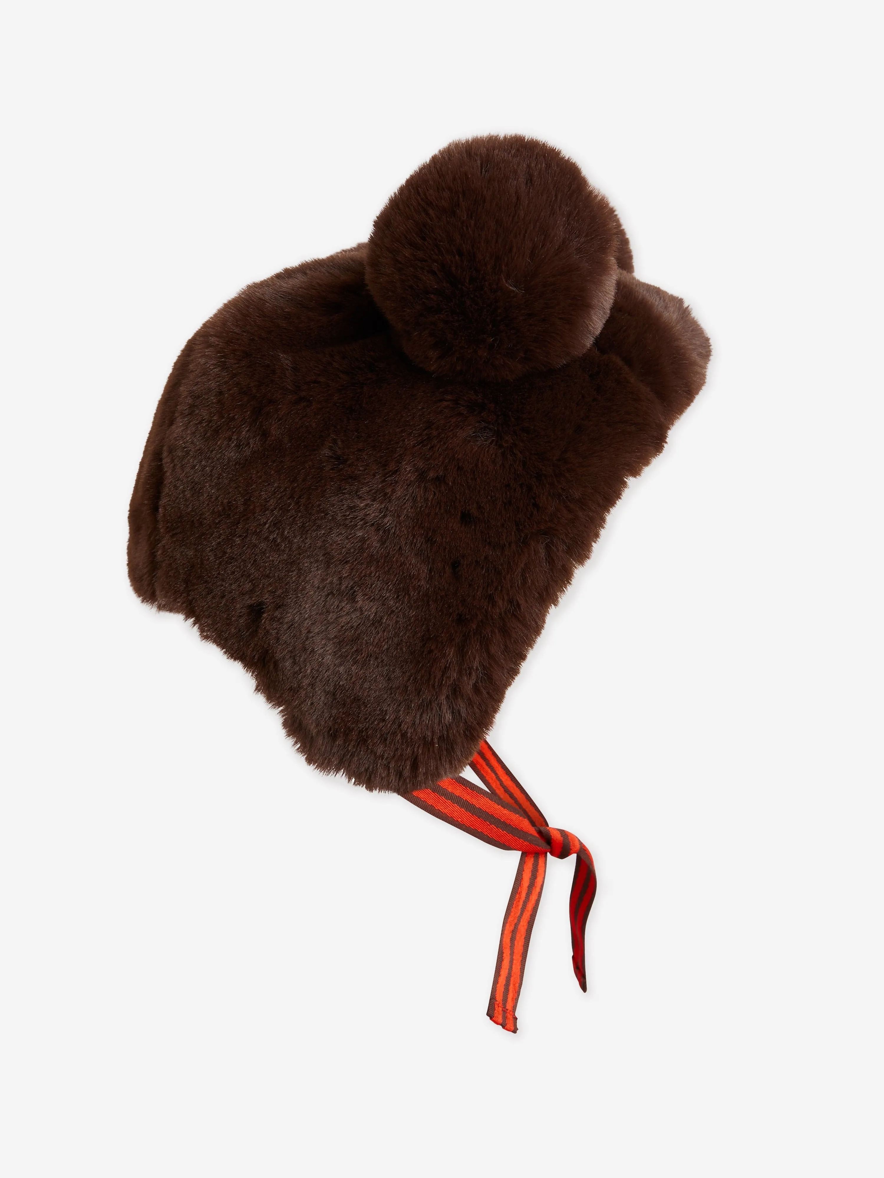 Mini Rodini Baby Girls Faux Fur Ear Hat in Brown