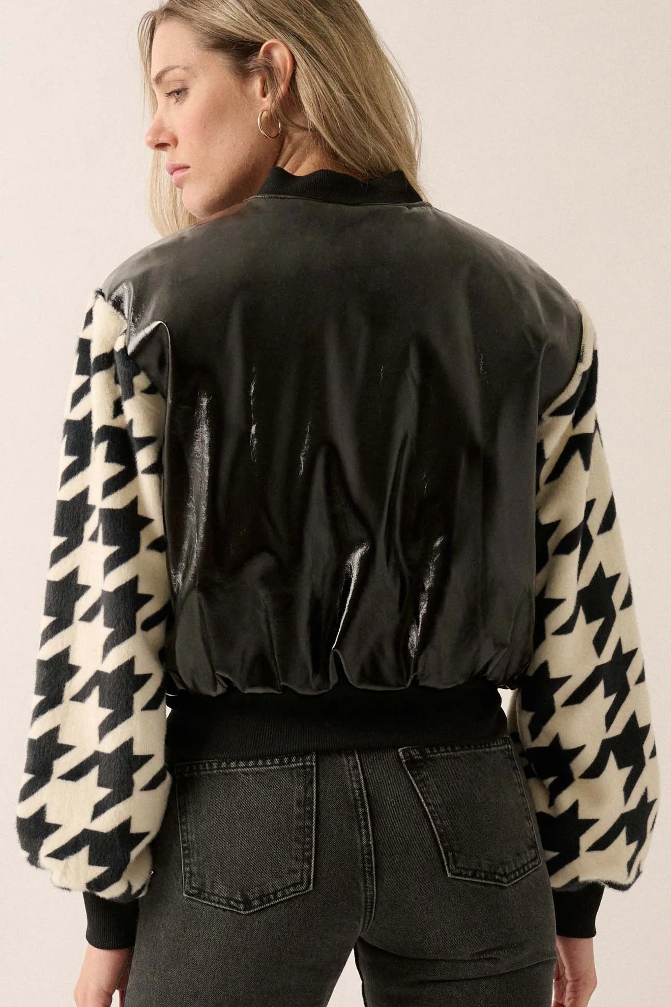 Mod World Houndstooth and Patent Bomber Jacket