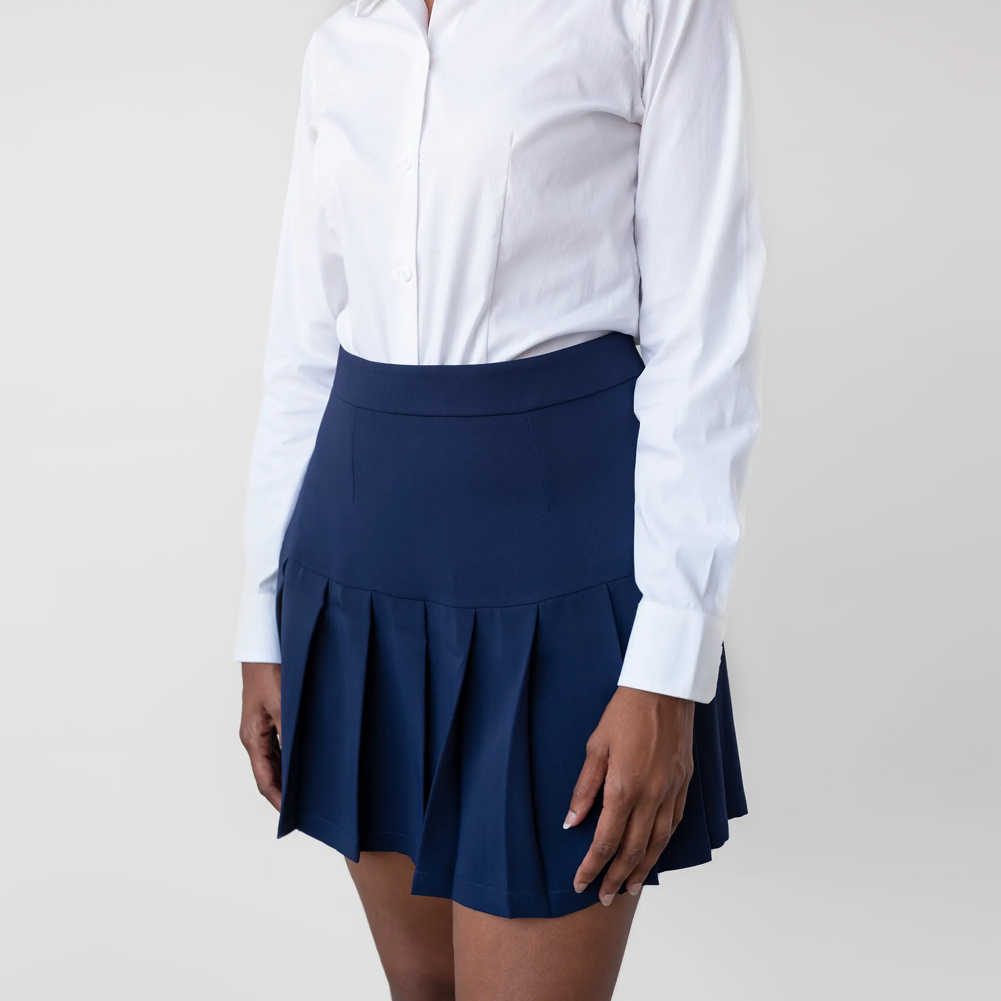 Navy Pleated Skirt