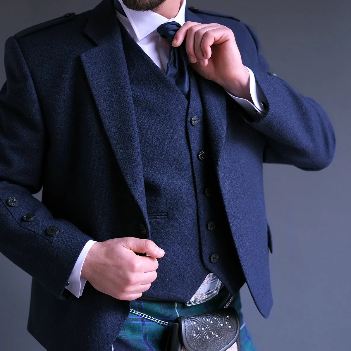 Navy Tweed Kilt Jacket with waistcoat