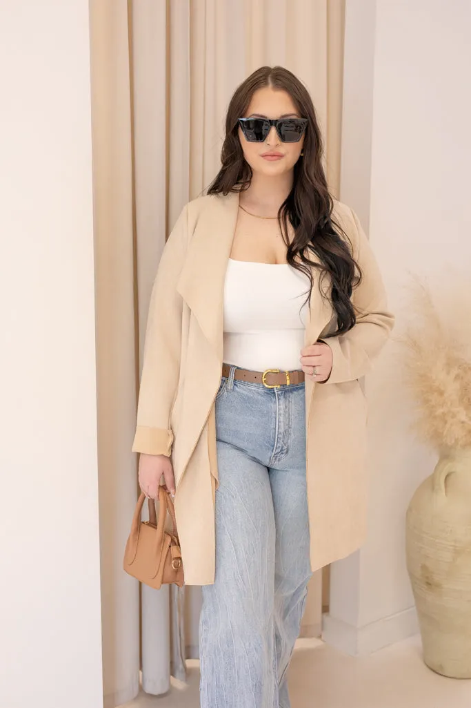 NEW OLIVIA SUEDE TIE UP JACKET (TAUPE)