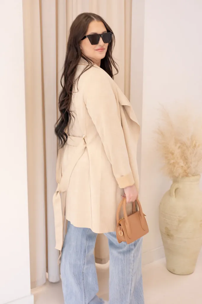 NEW OLIVIA SUEDE TIE UP JACKET (TAUPE)