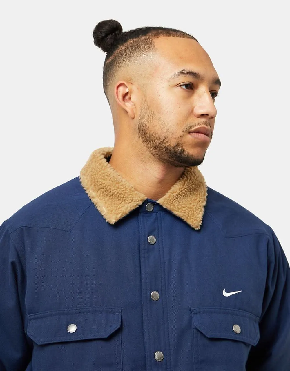 Nike SB Padded Flannel Jacket - Midnight Navy/Dark Driftwood/White