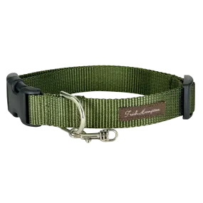 Olive Green Nylon Webbing Dog Collar - 801