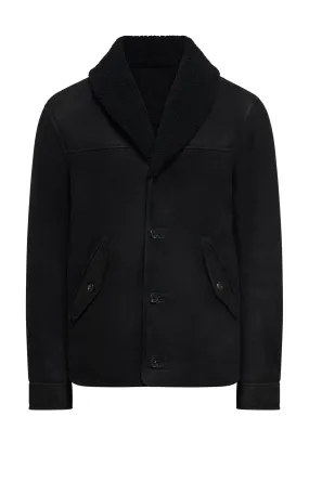 Pilot Jacket in Black Shearling