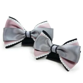 Pink and Gray Chic Dog Collar Bow