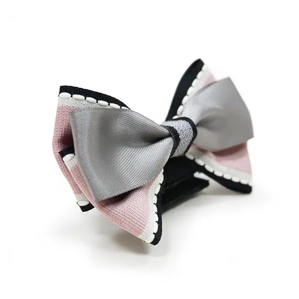 Pink and Gray Chic Dog Collar Bow