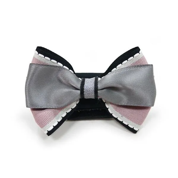 Pink and Gray Chic Dog Collar Bow