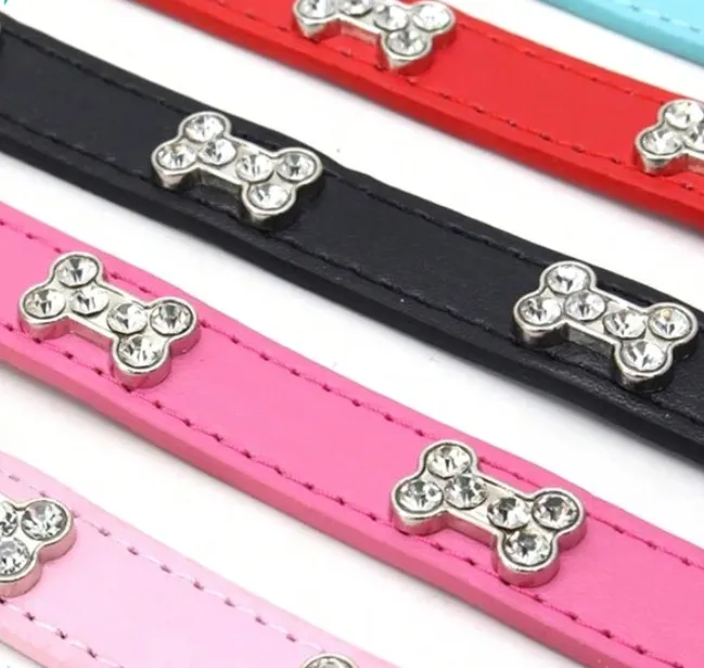 Pink Crystal Bone Pet Dog Collar