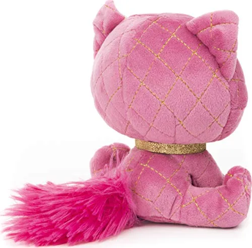 Plush Pretty Stuffed Kitty Animal Toy with Glitter and Sparkle, Pink and Gold