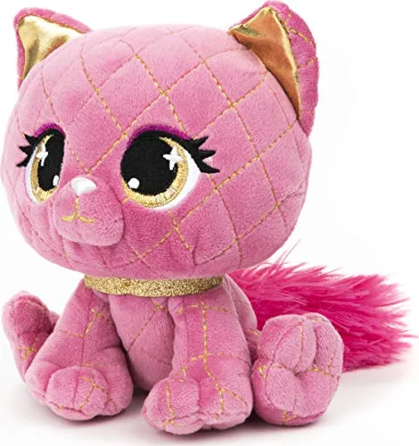 Plush Pretty Stuffed Kitty Animal Toy with Glitter and Sparkle, Pink and Gold