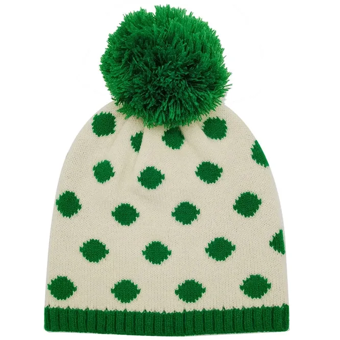 Polka Dot Pom Pom Hat