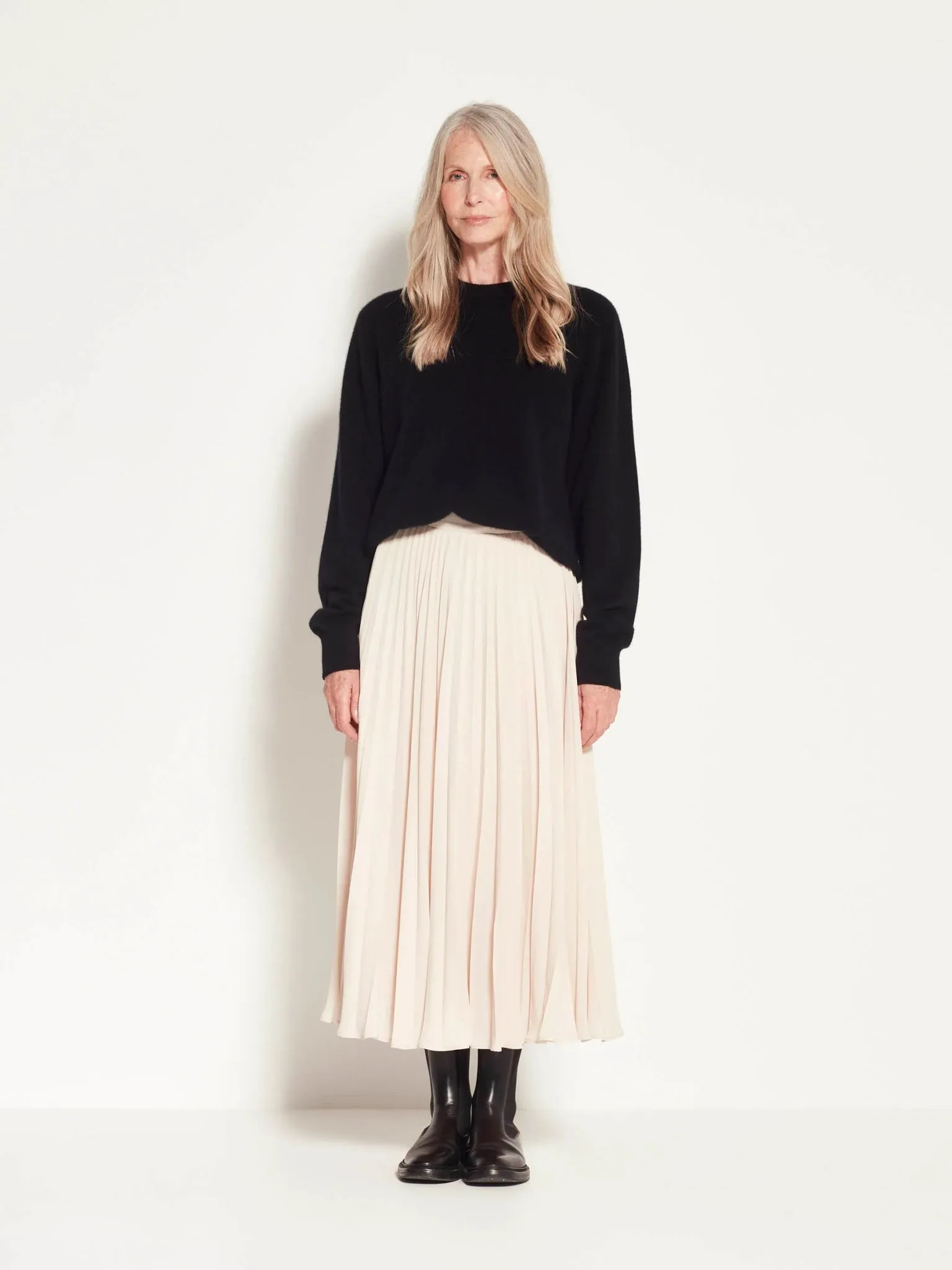 Posey Pleat Skirt (Matte Pleat) | Ecru