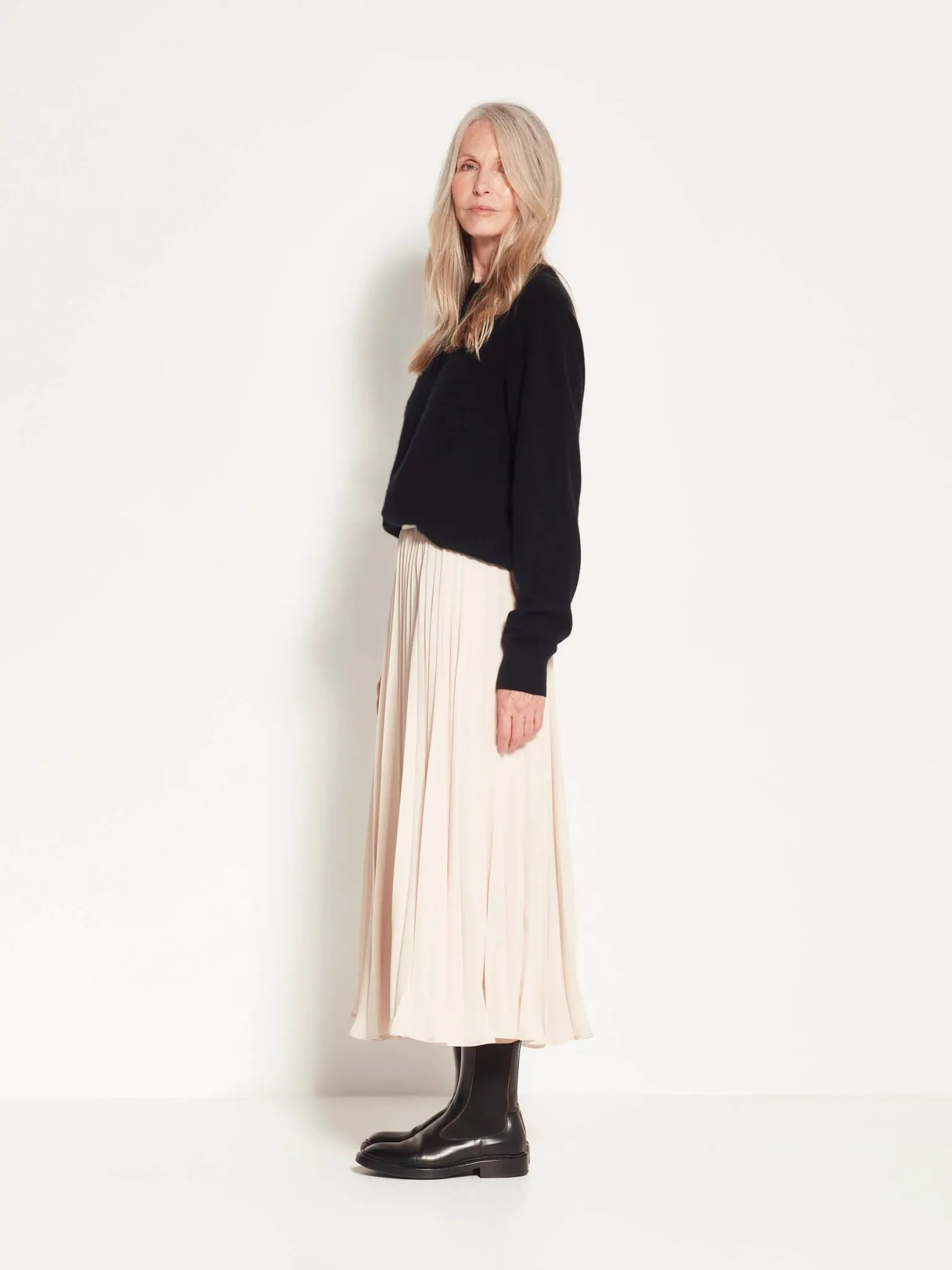 Posey Pleat Skirt (Matte Pleat) | Ecru