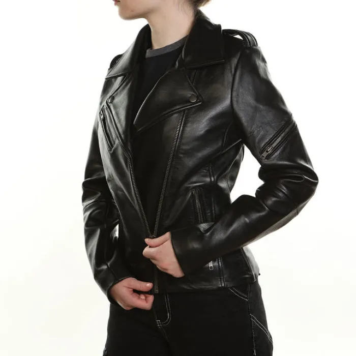 Rebel Ladies Biker Jacket - Black