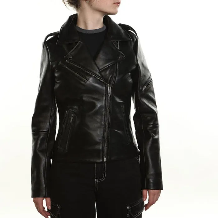 Rebel Ladies Biker Jacket - Black