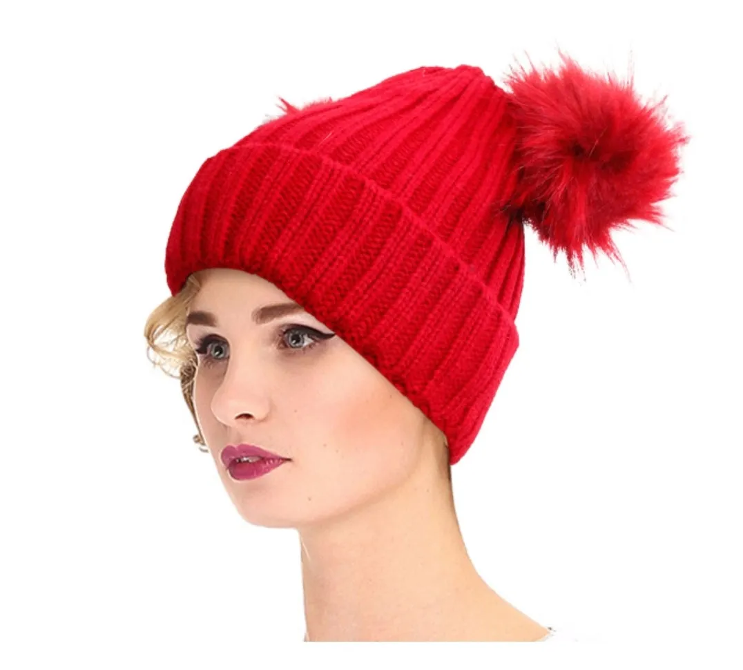 Red and Black Fur Snow Bunny Hat