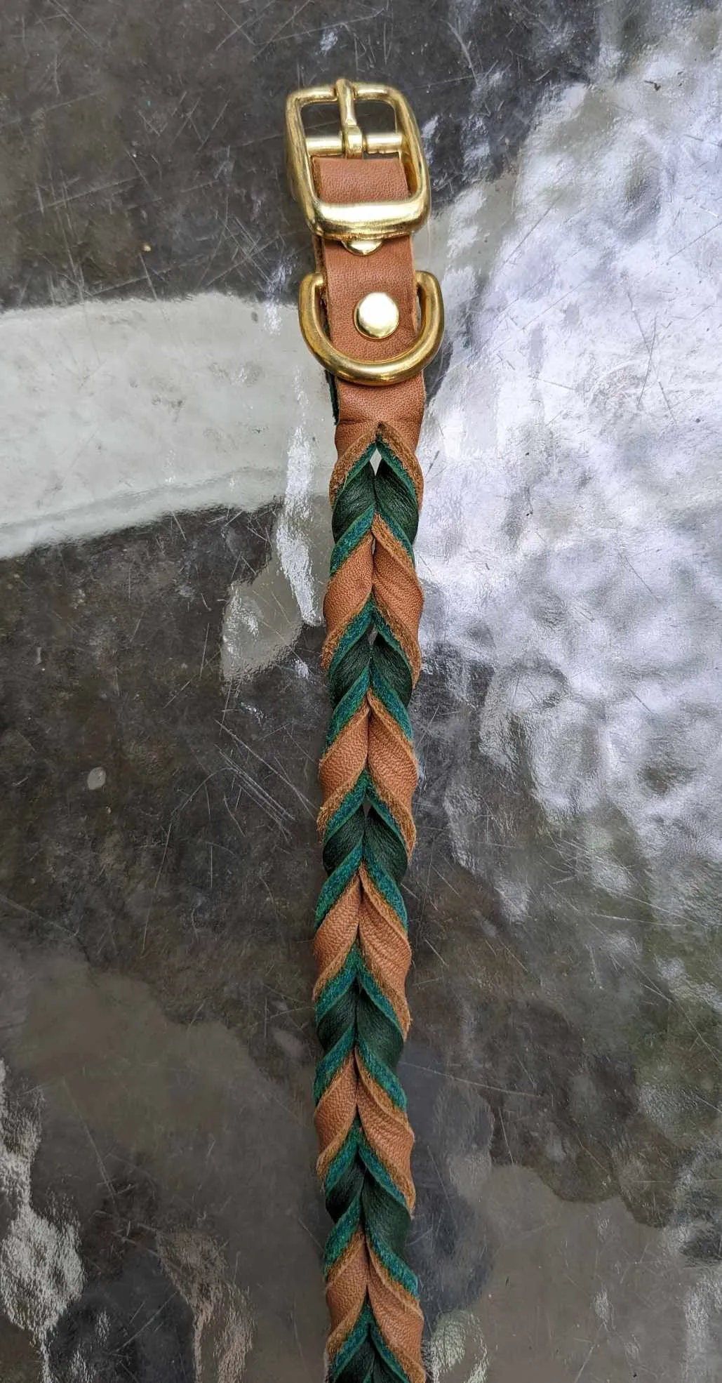 SALE! Shop worn Braided Latigo Leather Collars - SIZE 16 (fits 13.5"-16")