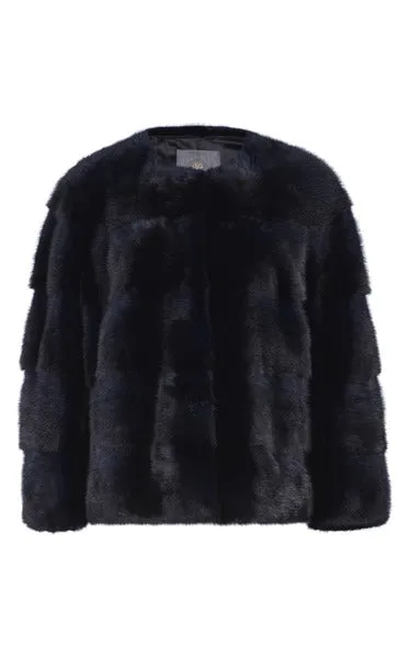 Sarah Mink Fur Jacket Blu