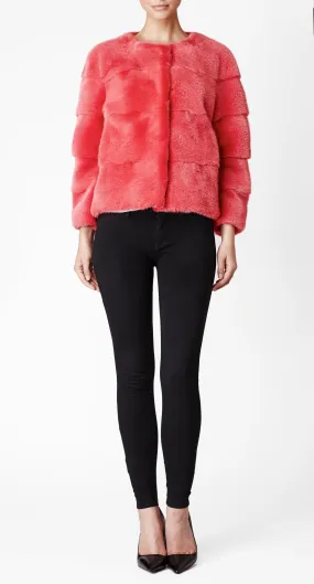 Sarah Mink Fur Jacket Fuxia