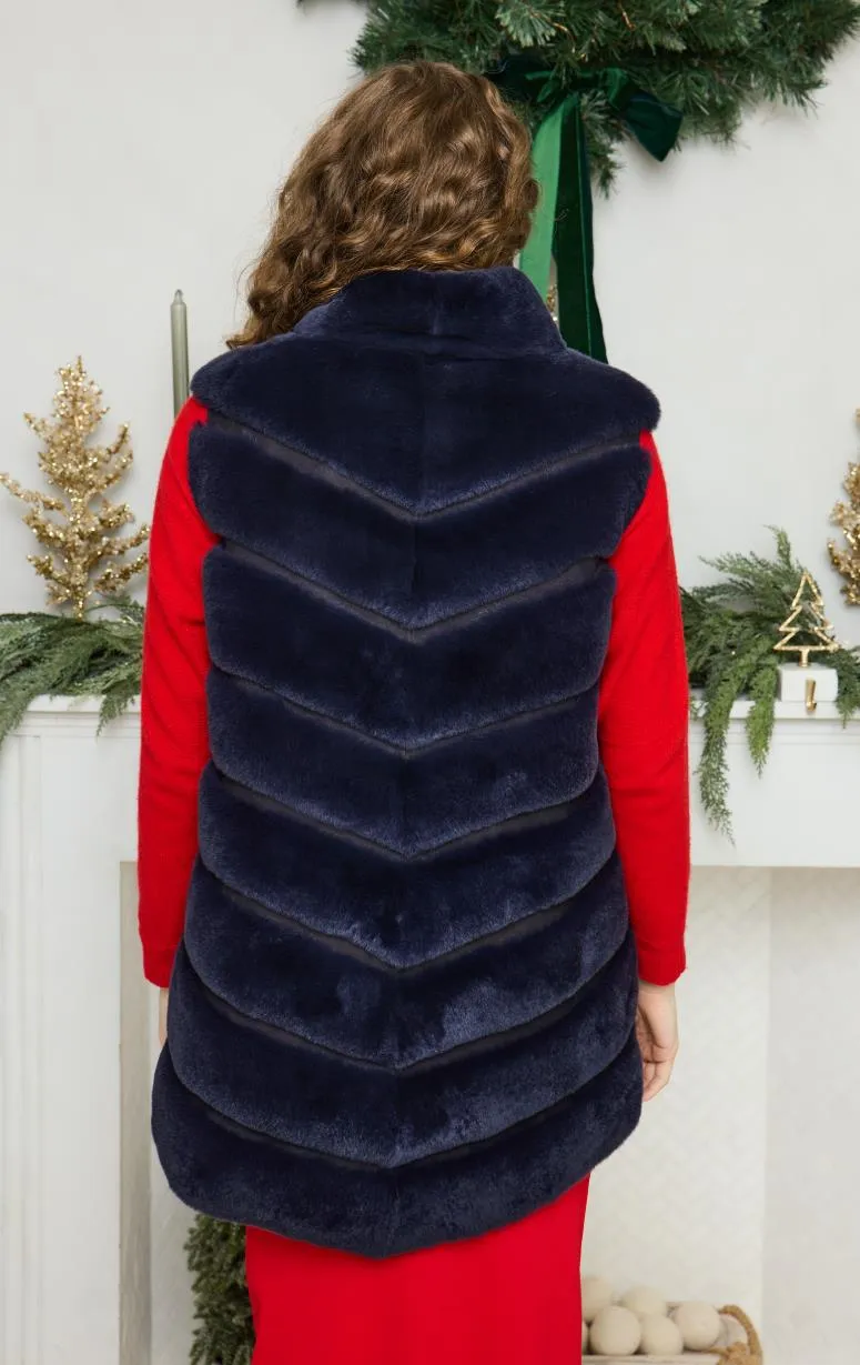 Sheared Rabbit Chevron Vest