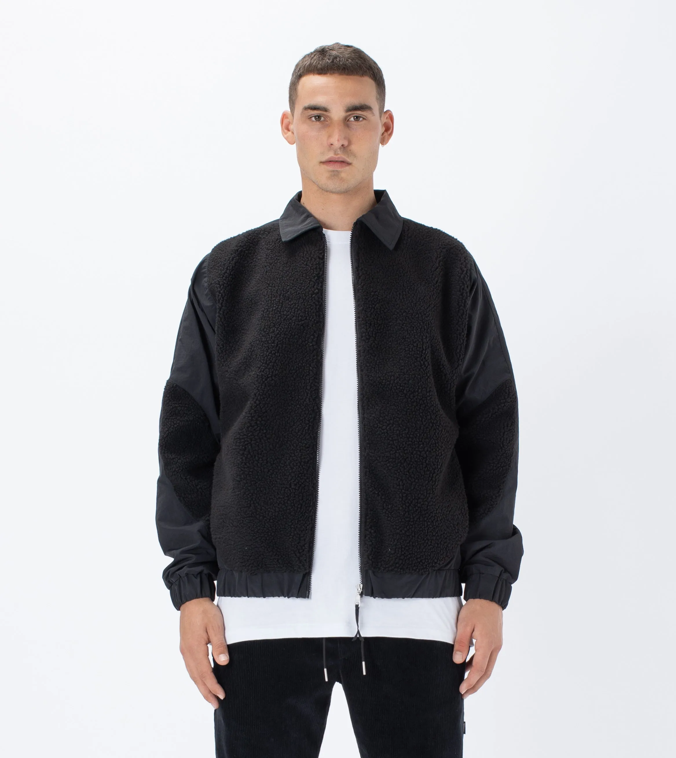 Shearling Panel Jacket Black