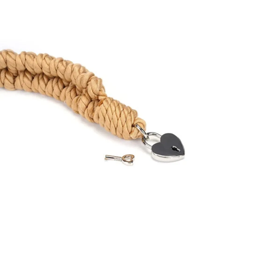 Shibari Bondage Rope Collar with Heart-Shape Lock