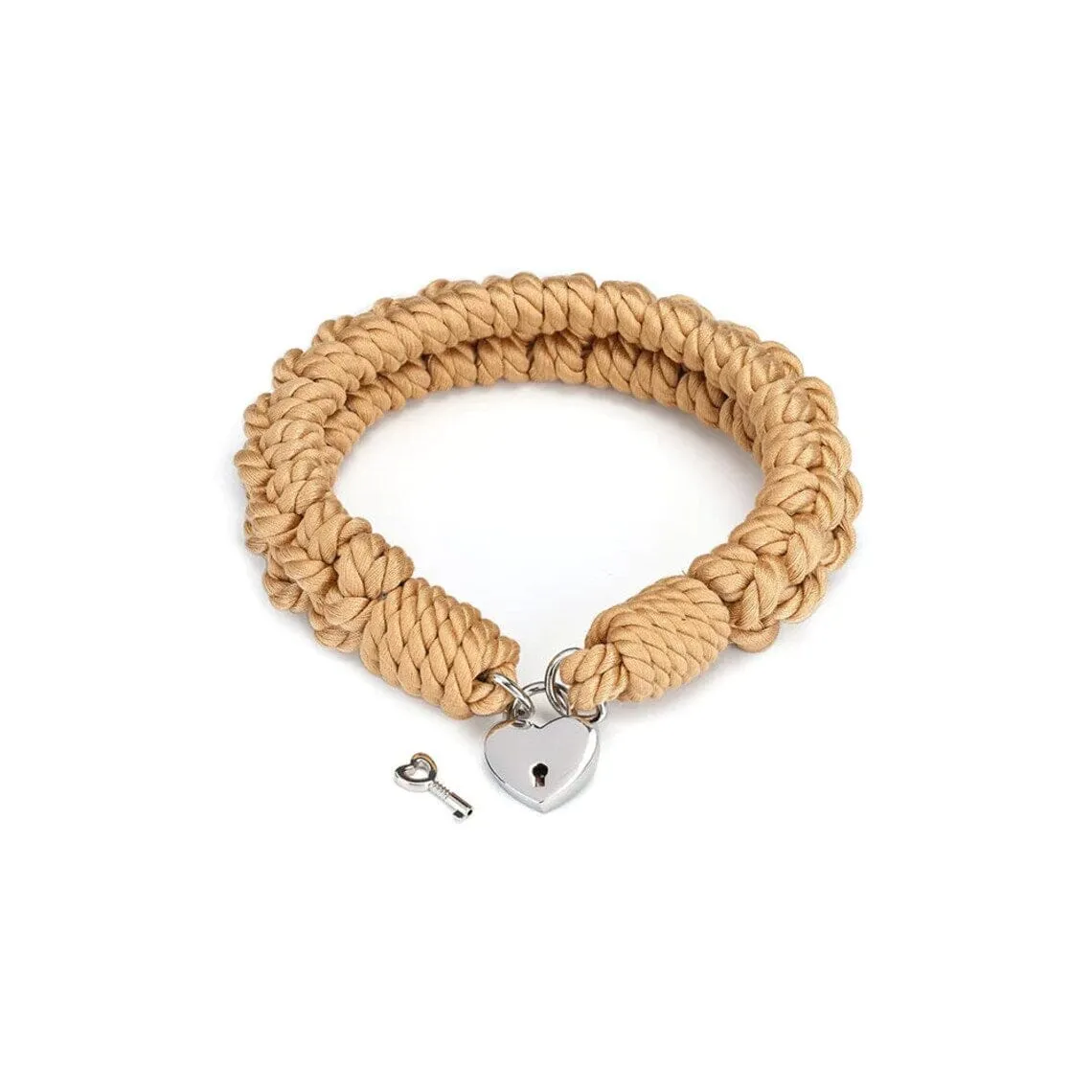 Shibari Bondage Rope Collar with Heart-Shape Lock