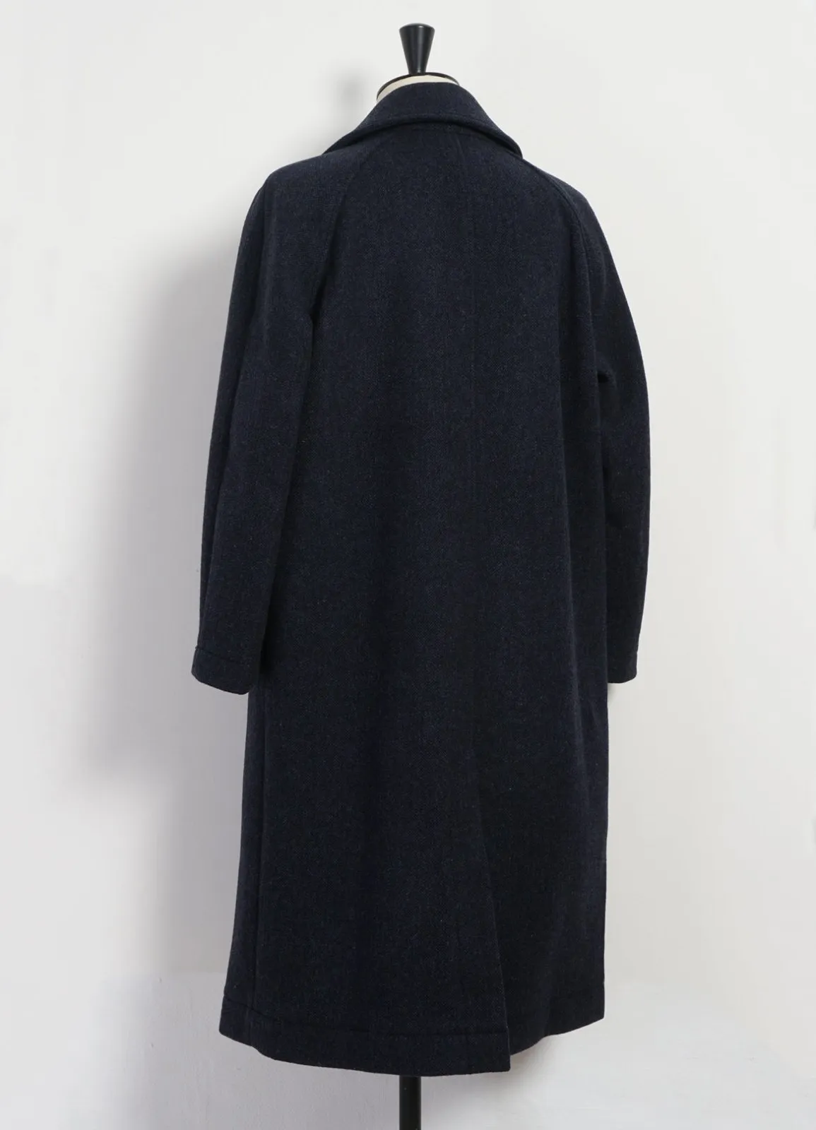 SIGFRED | Long Double Face Wool Coat | Blue Herringbone