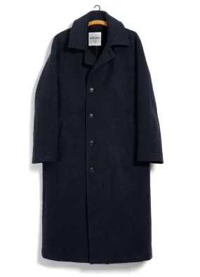 SIGFRED | Long Double Face Wool Coat | Blue Herringbone