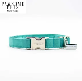 SMALL - SIZE DOG & CAT COLLAR - MINT GREEN VELVET