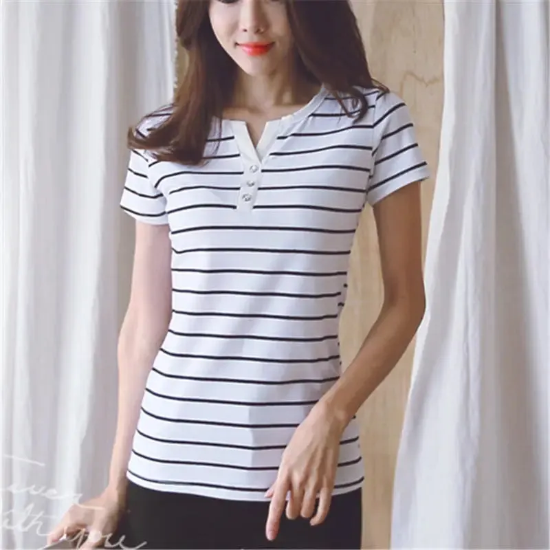 Summer Cotton Striped T-Shirt