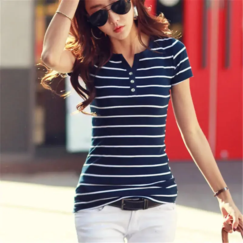 Summer Cotton Striped T-Shirt