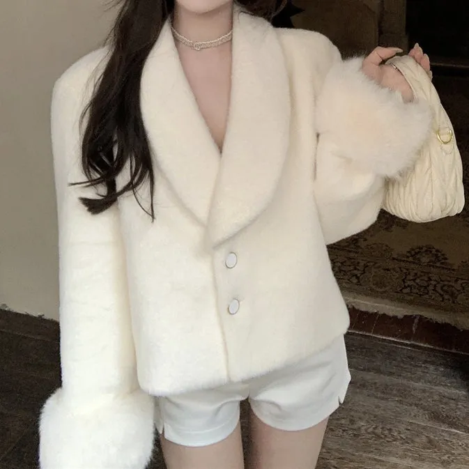 Temperament Fur Collar Versatile Long Sleeve Coat