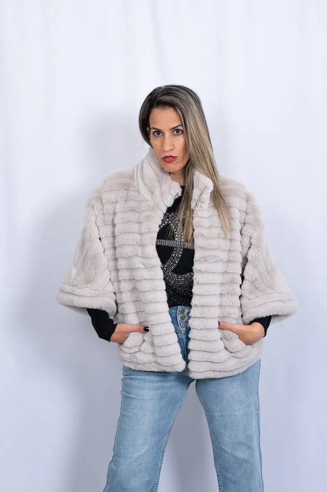 Textured faux fur grey cape | HAZEL CAPE