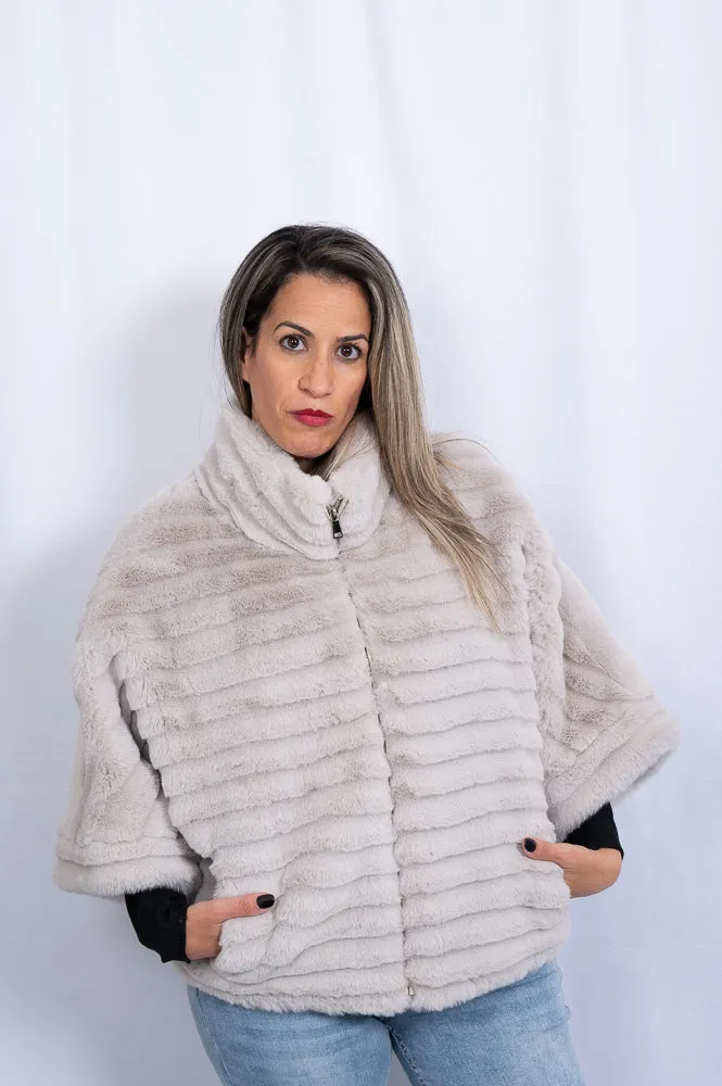 Textured faux fur grey cape | HAZEL CAPE