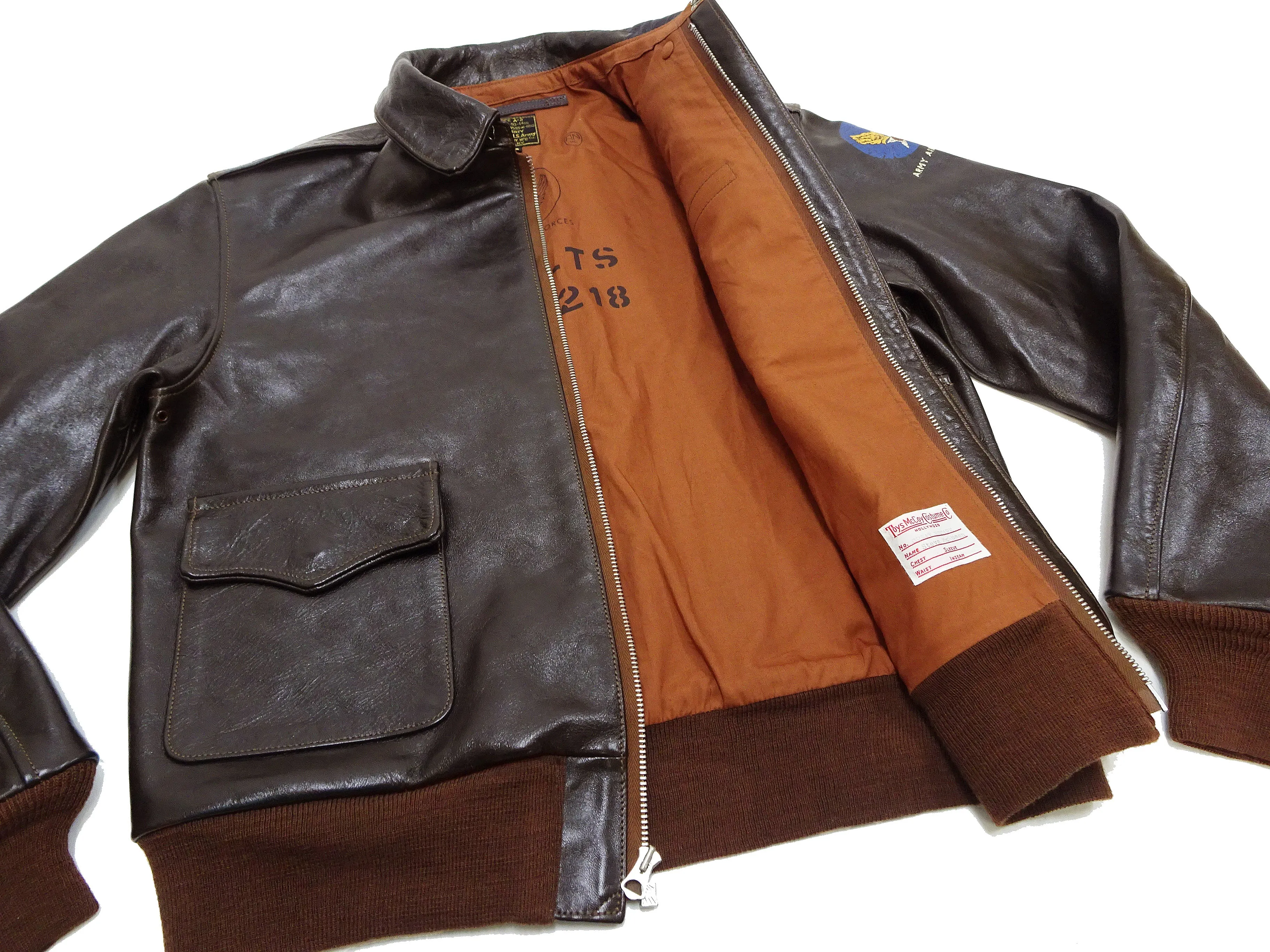 TOYS McCOY Steve McQueen A-2 Flight Jacket Men's A2 Leather Bomber Jacket TMJ2412 Seal-Brown