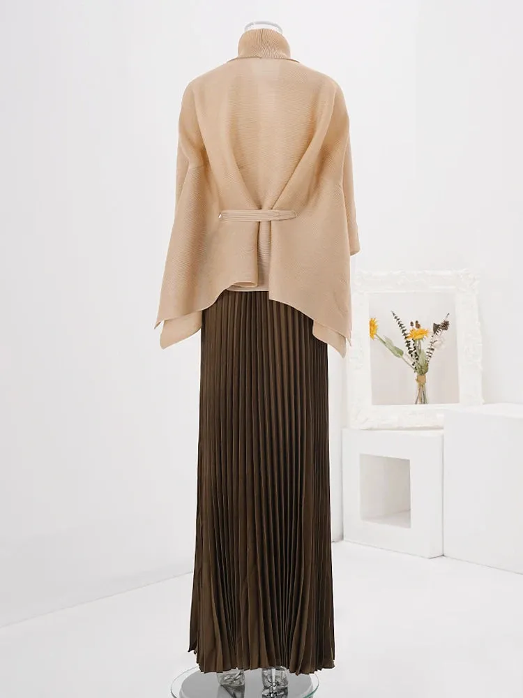 Truly Pleated Crepe Skirt & Cardigan Set