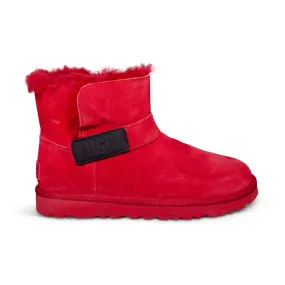 UGG Mini Bailey Graphic Logo Strap Samba Red Boots - Women's