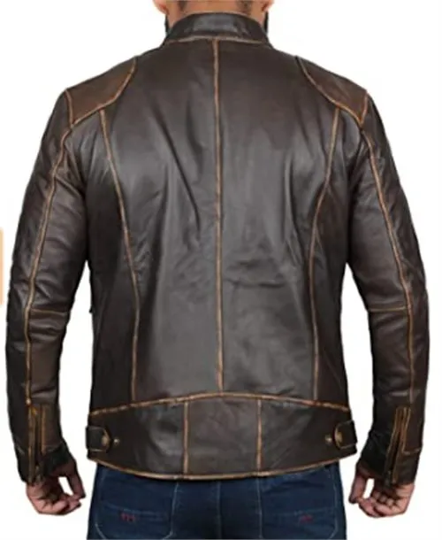 Vintage Cowhide Distressed Leather Jacket