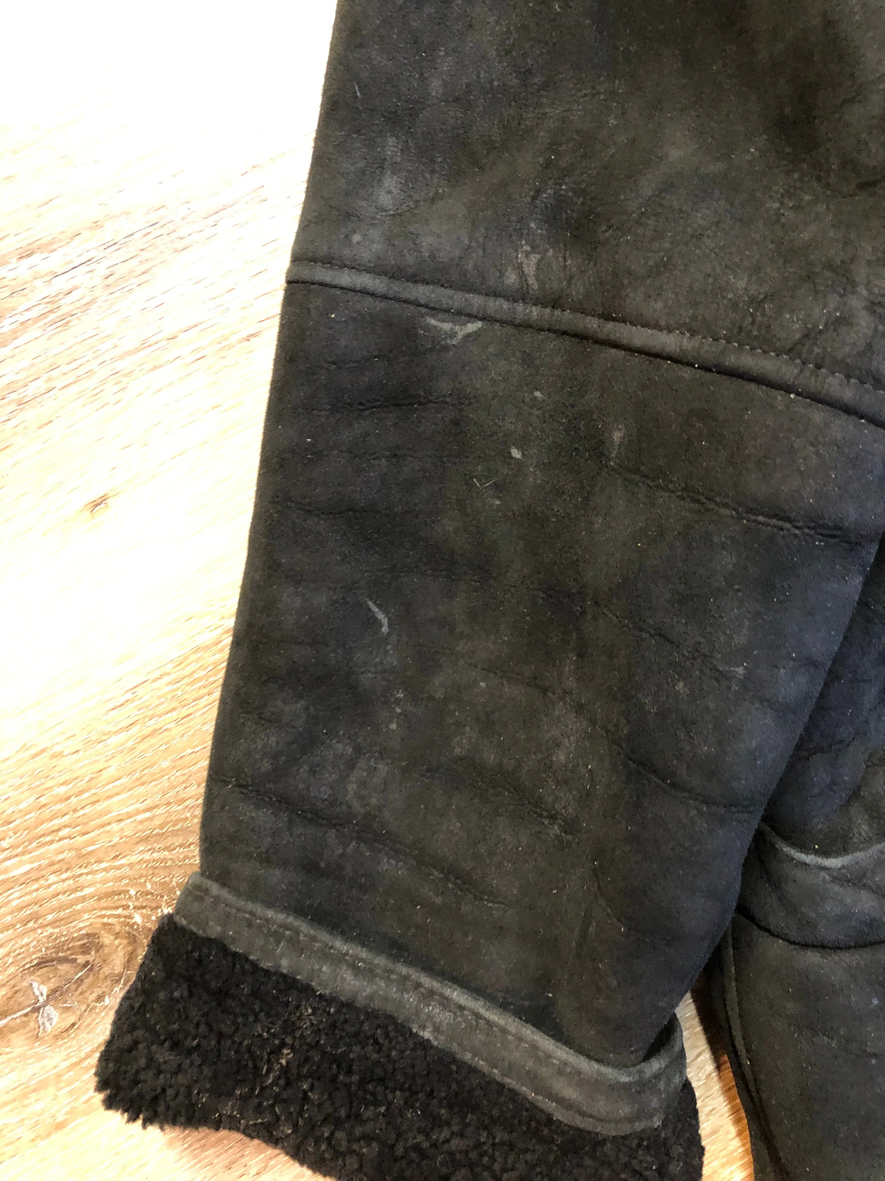 Vintage Danier Black Shearling Coat, Made in Canada