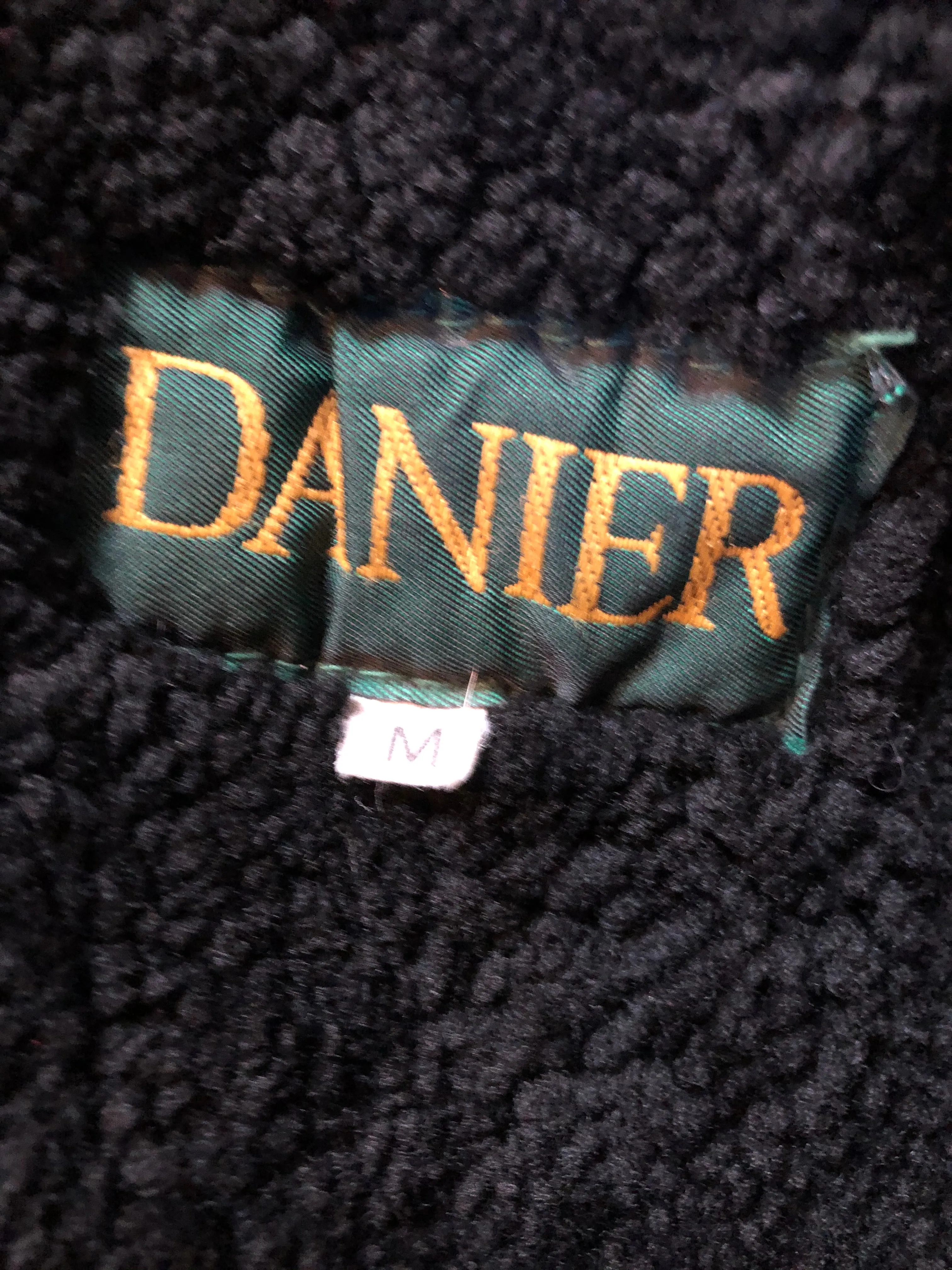 Vintage Danier Black Shearling Coat, Made in Canada